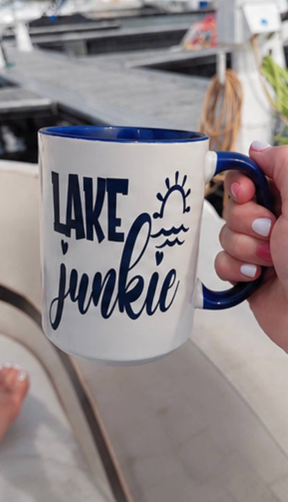 Lake Junkie 15oz Ceramic Mug - Nautical, Lake, Cottage