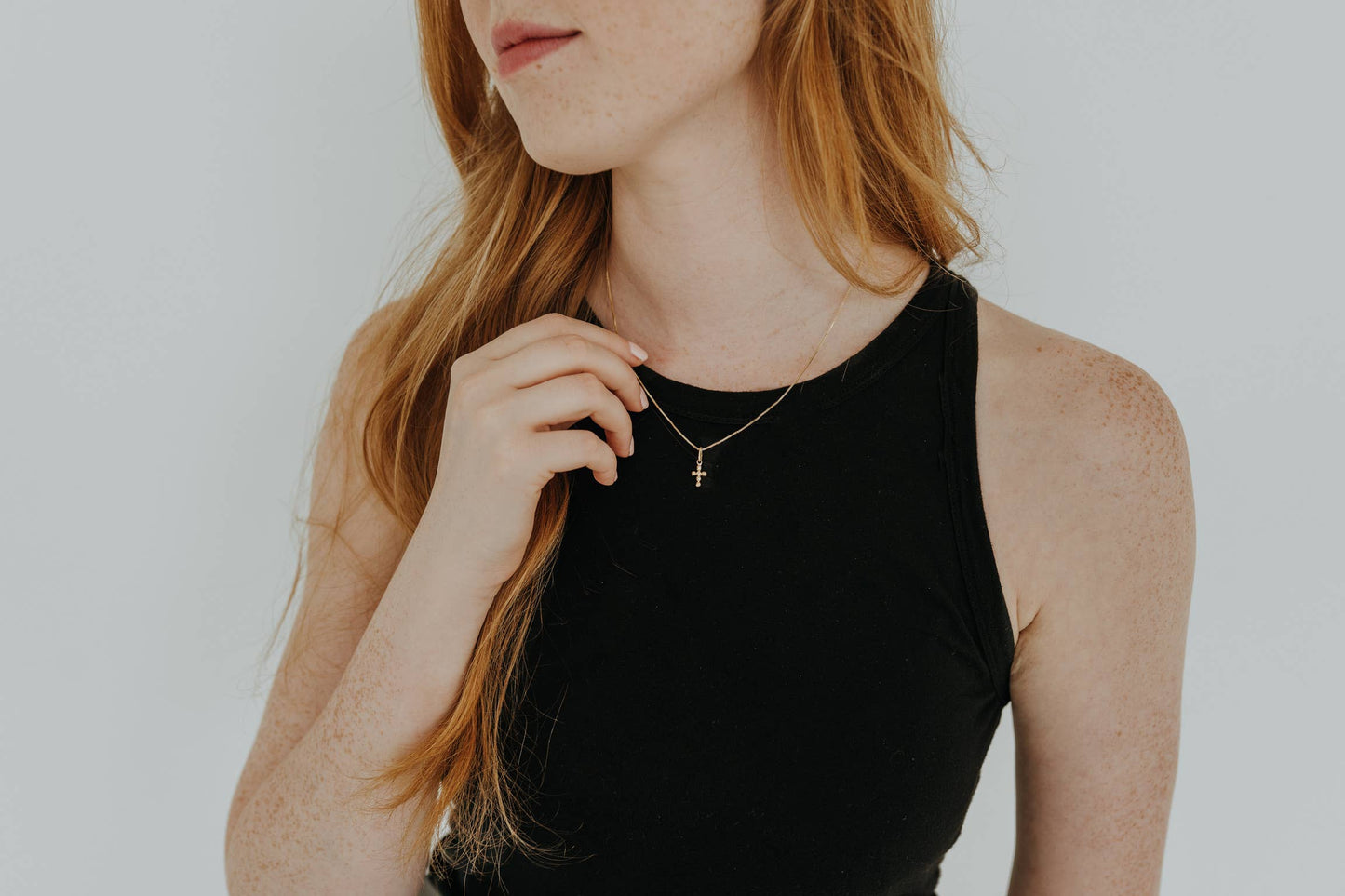 Mini Dot  Cross Necklace: 18