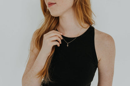 Mini Dot  Cross Necklace: 18