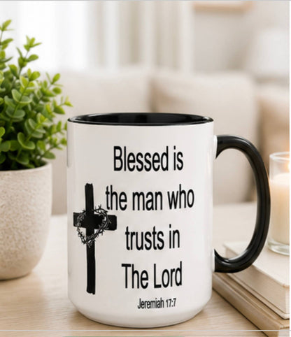 Blessed Is The Man Scripture Mug - Faith, Christian