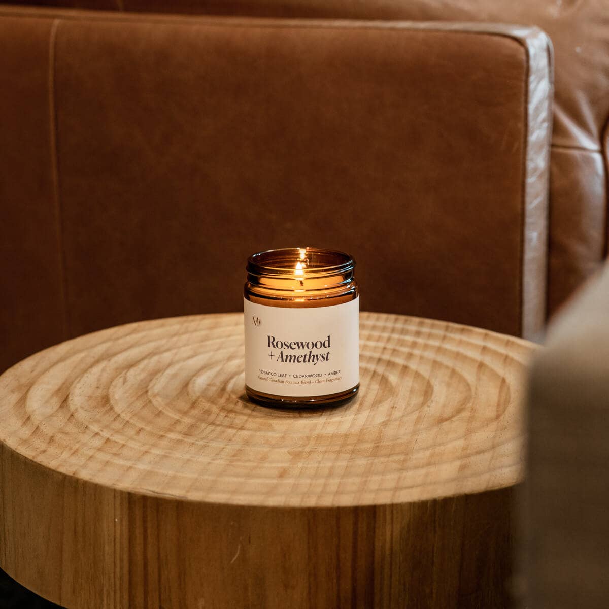 Rosewood + Amethyst | Canadian Beeswax Candle