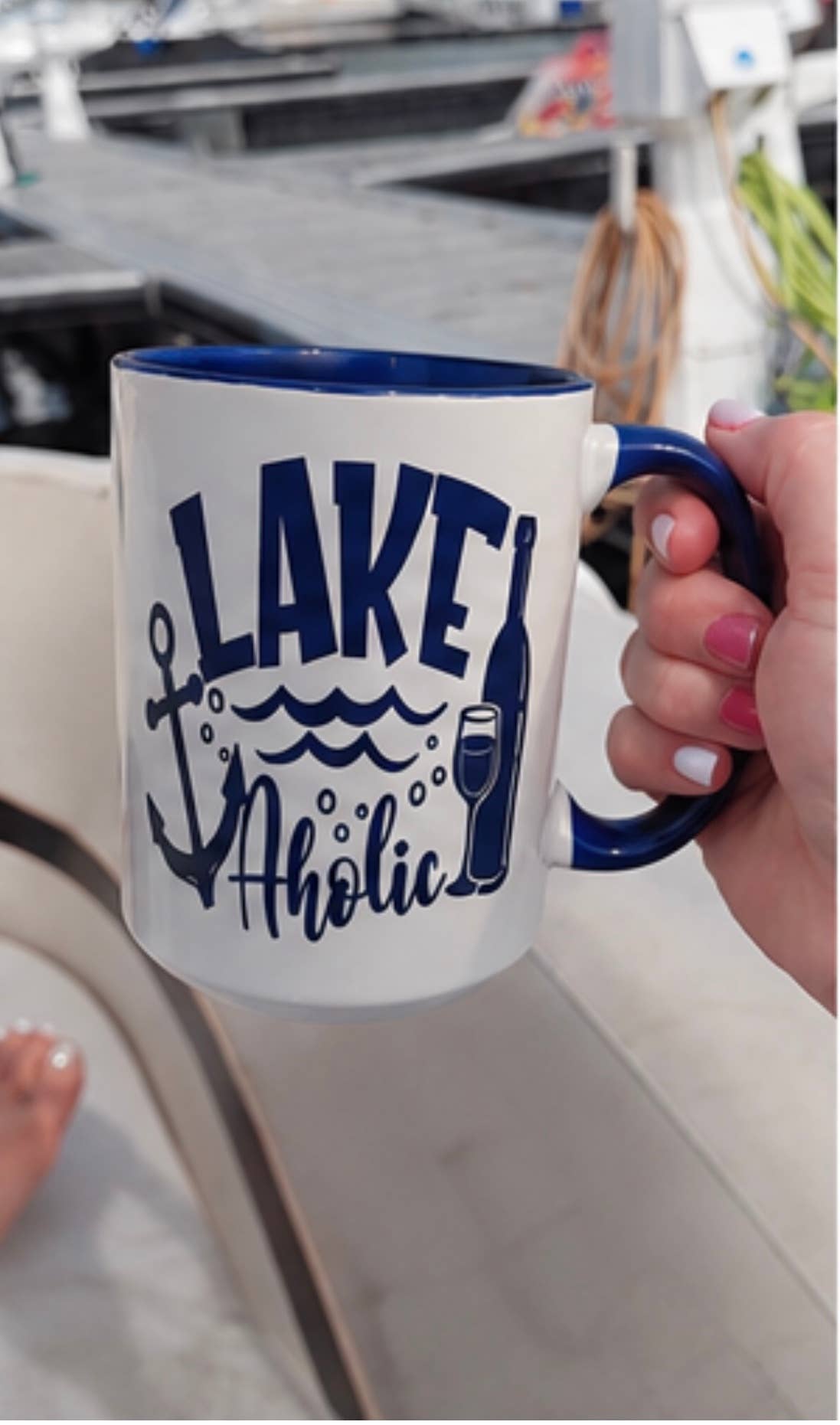 Lake A Holic 15oz Ceramic Mug - Nautical, Lake, Cottage