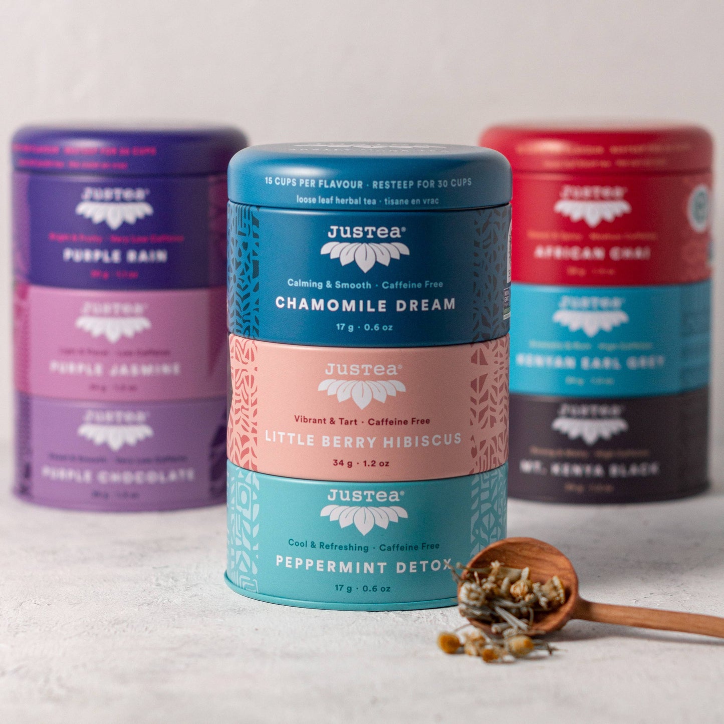 Herbal Tea Trio Tin & Spoon - Organic, Fair-Trade Tea Gift