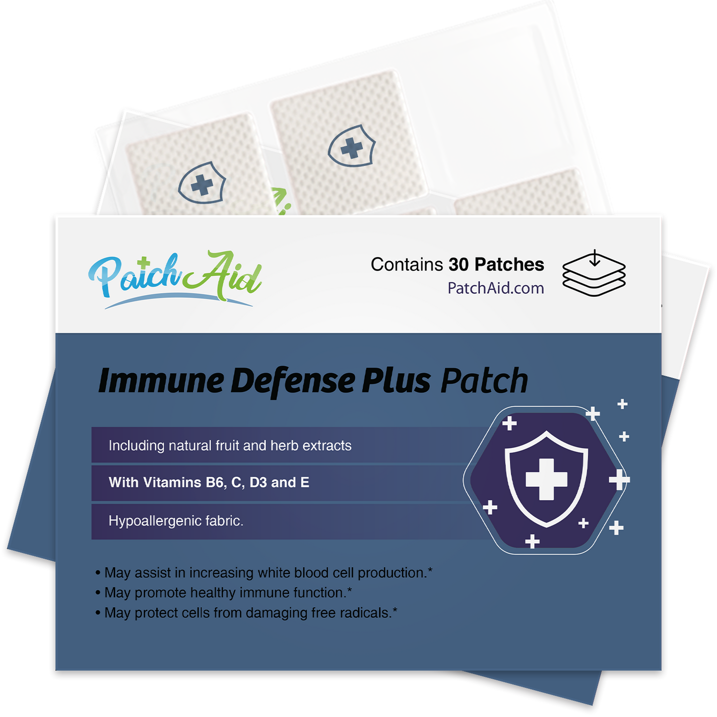 Immune Defense Plus Patch - Immune Support with Zinc & C, D: 12-Pack with Display Case