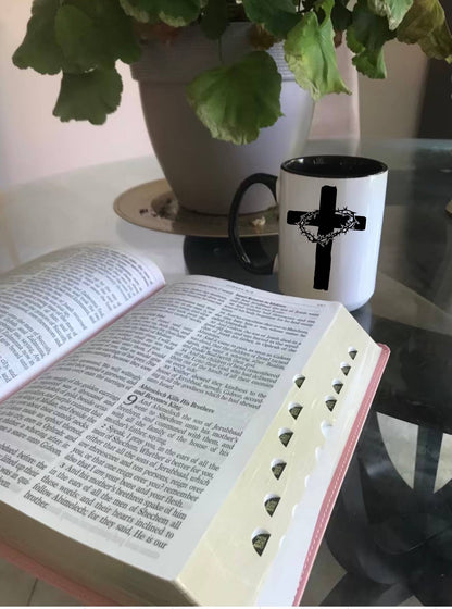 Cross with Crown Of Thorns Ceramic Mug - Faith, Christian