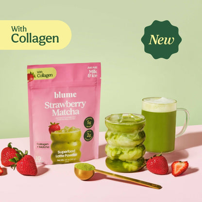 Superfood Latte Powder, Strawberry Matcha with Collagen
