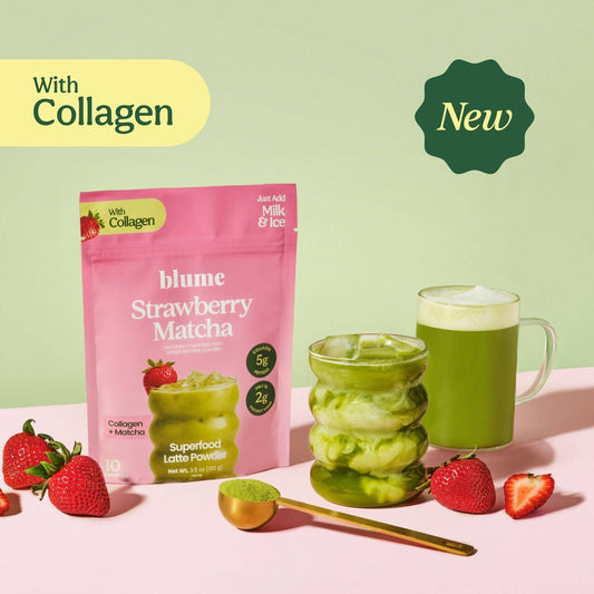 Superfood Latte Powder, Strawberry Matcha with Collagen