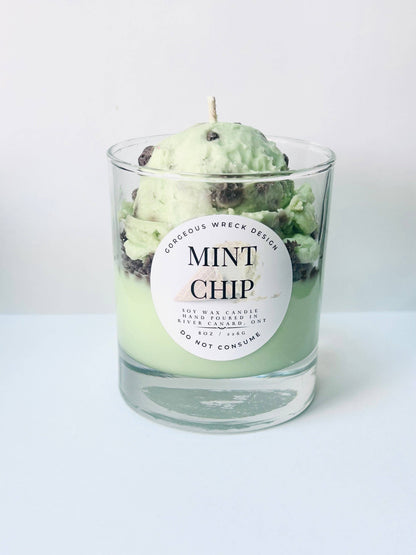 Mint Chocolate Chip Dessert Candle .