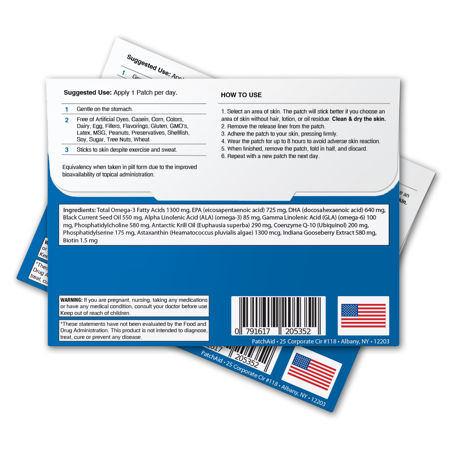 Omega-3 Vitamin Patch - Heart & Brain Health Support: 12-Pack with Display Case
