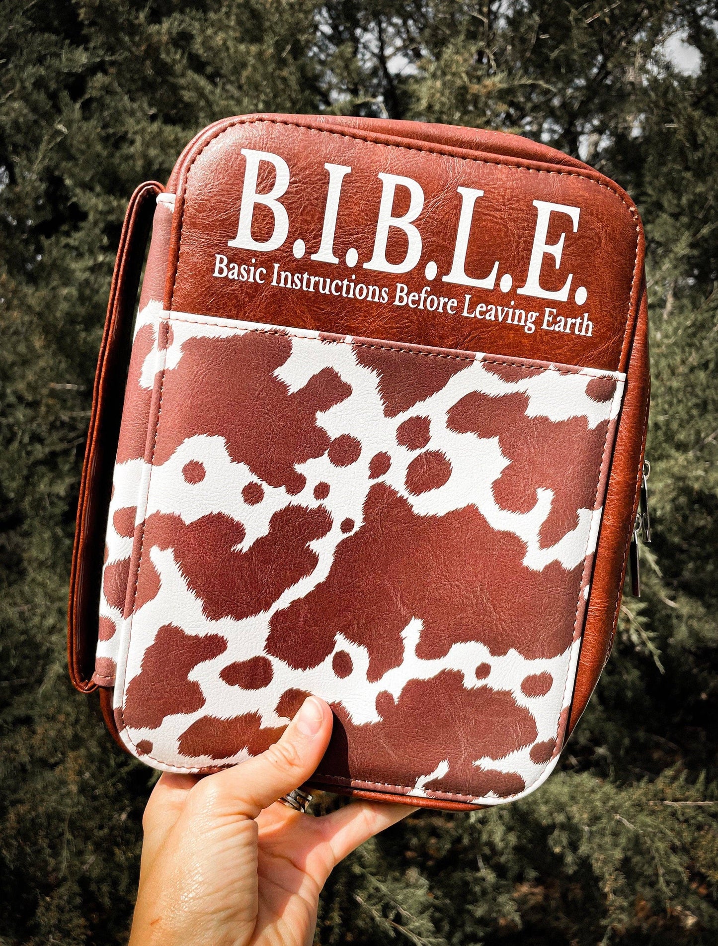 Cow Print Bible Case: Brown