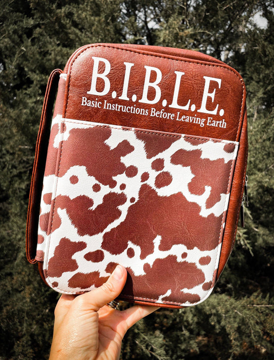 Cow Print Bible Case: Brown