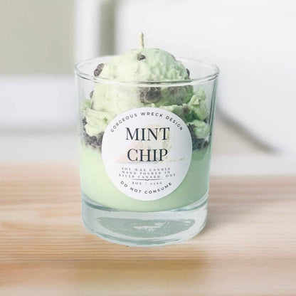 Mint Chocolate Chip Dessert Candle .