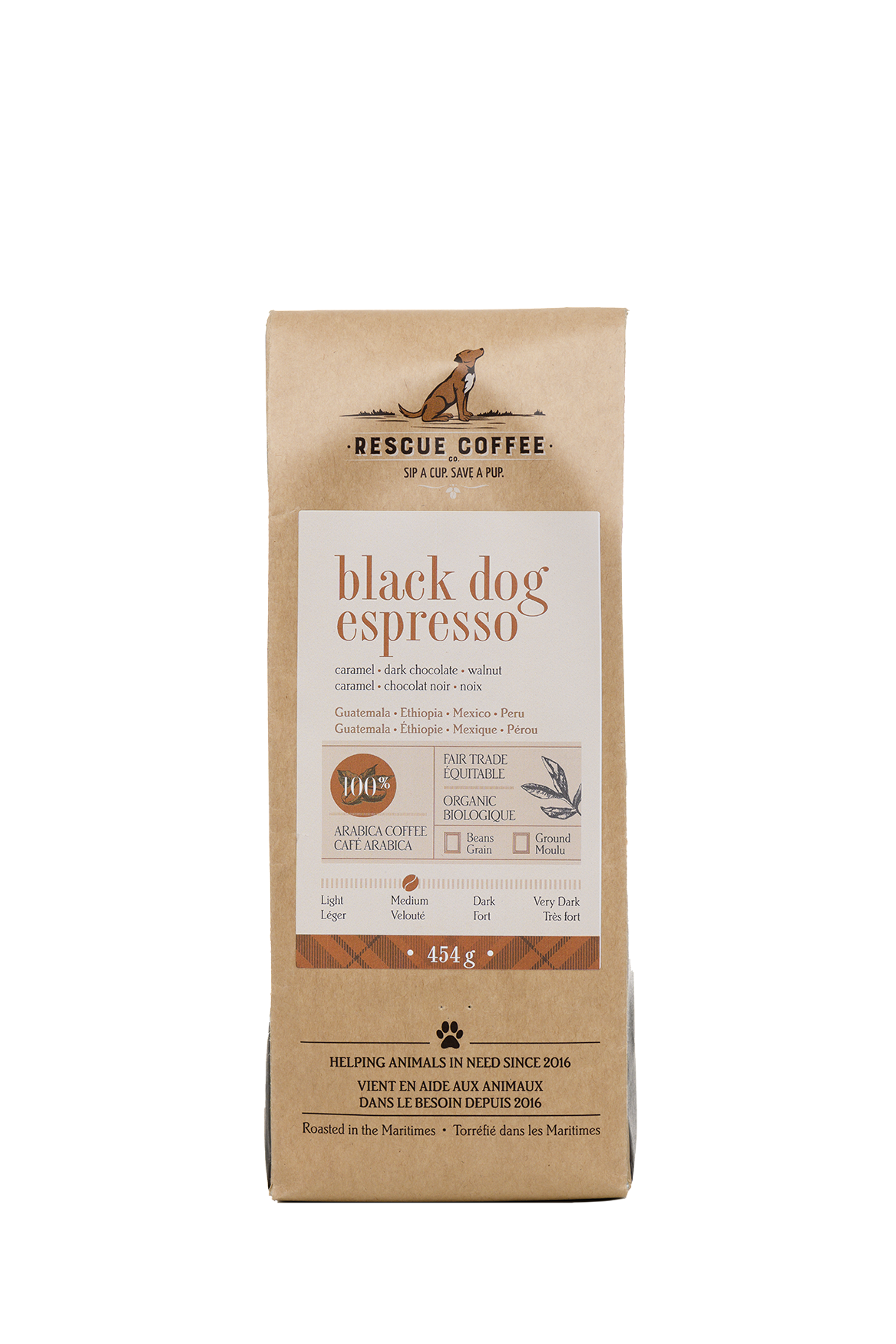 Black Dog Espresso | Medium Roast | 1lb Bag | Organic Coffee: Whole bean