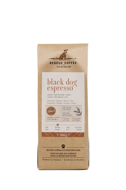 Black Dog Espresso | Medium Roast | 1lb Bag | Organic Coffee: Whole bean