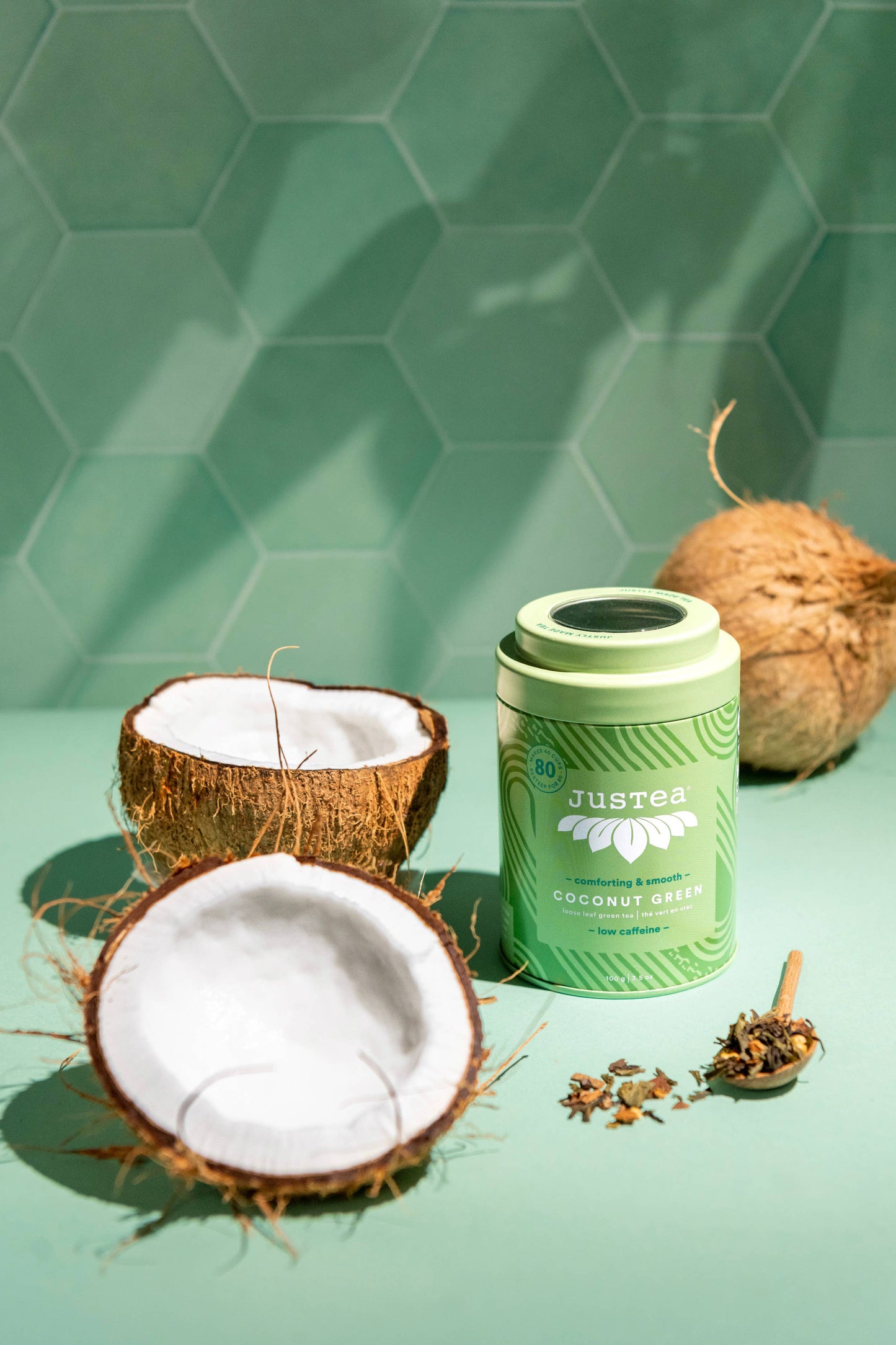 Coconut Green Tin & Spoon - Organic, Fair-Trade, Green Tea