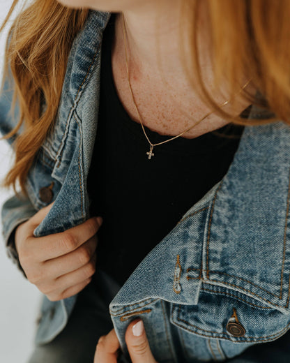 Mini Diamond Cross Necklace: 18