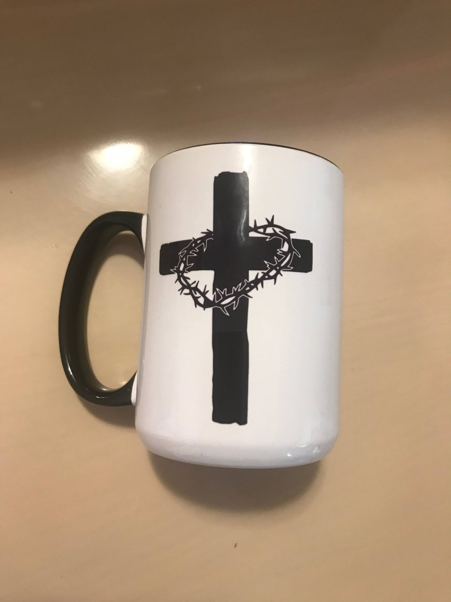Cross with Crown Of Thorns Ceramic Mug - Faith, Christian