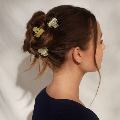 Mini Jelly Cloud Clips 8pc Set - Pearlized Cream & Butter Yellow