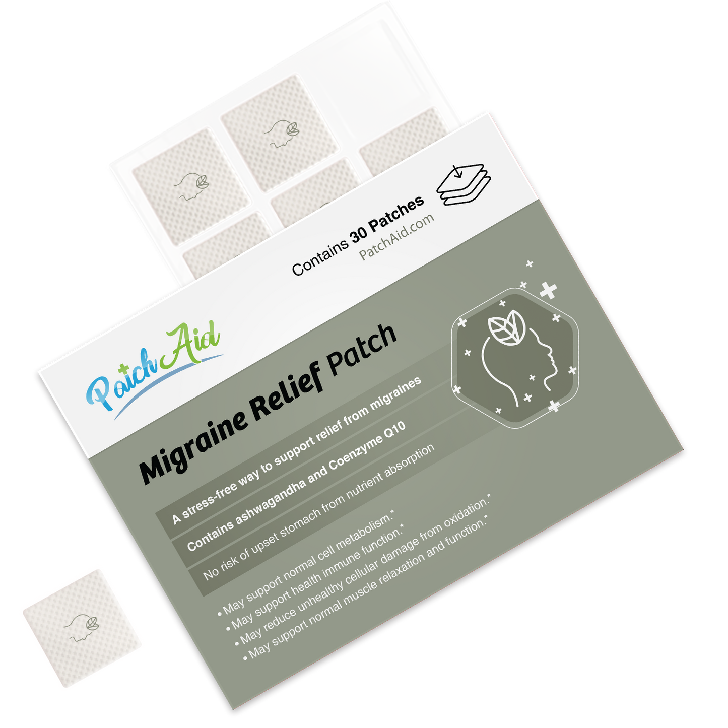 Migraine Relief Patch - Headache Relief & Relaxation Support: 12-Pack with Display Case