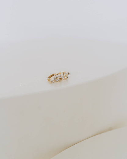 Cross Huggie Hoops - Baguette Cubic Zirconia Cross earrings