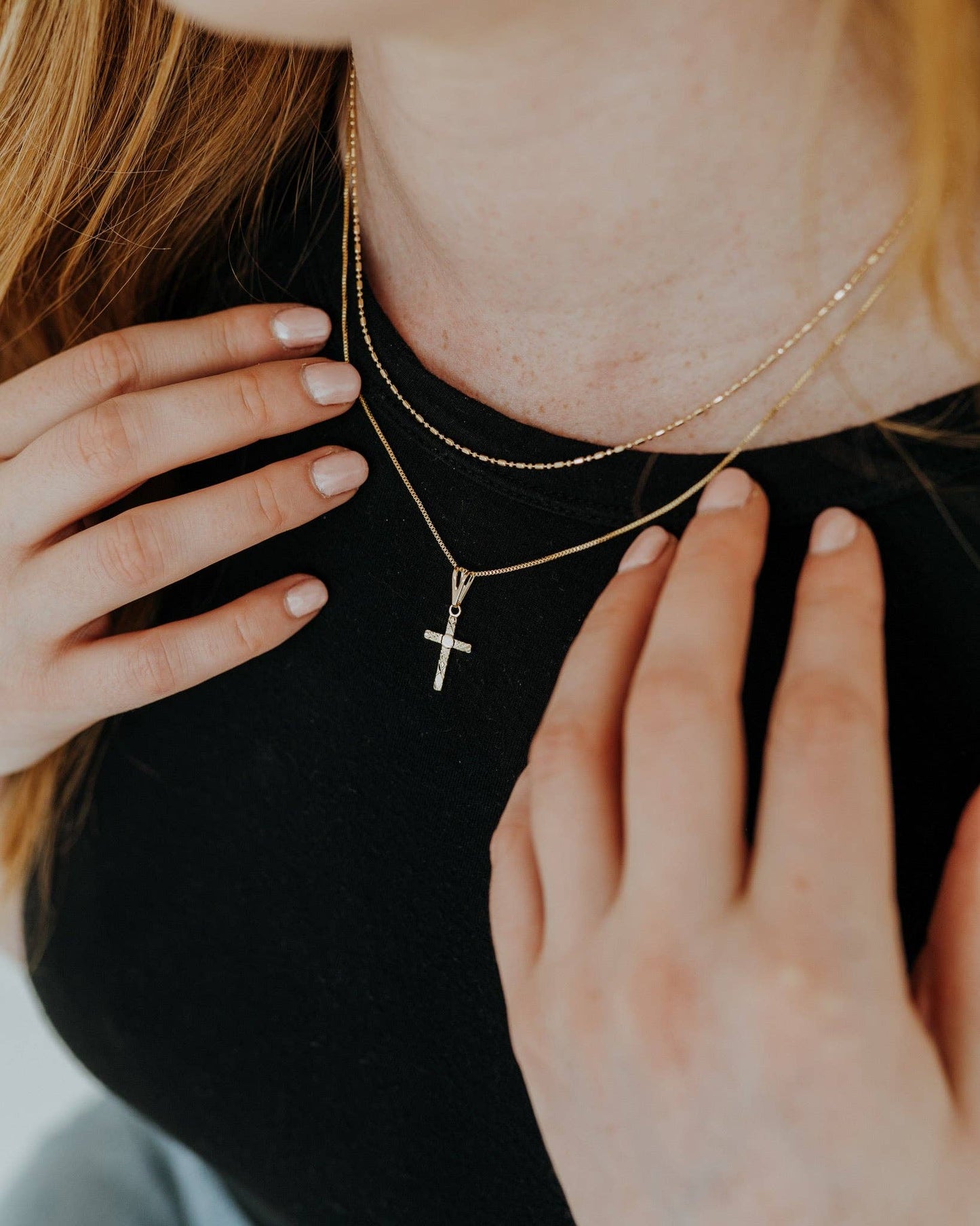 Etched Cross Necklace