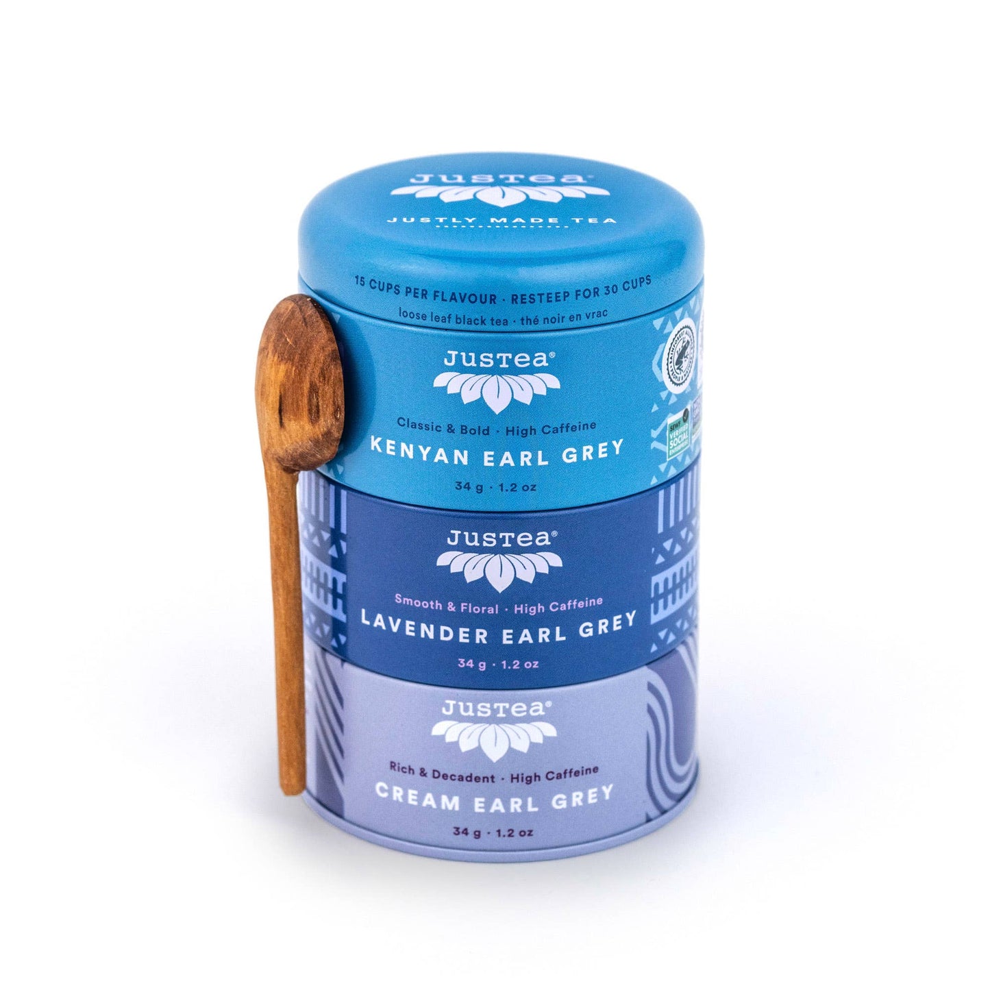 Earl Grey Tea Trio Tin & Spoon -Organic, Fair-Trade Tea Gift