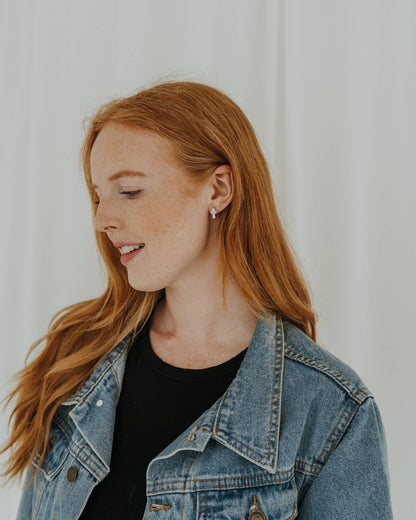 Cross Huggie Hoops - Baguette Cubic Zirconia Cross earrings