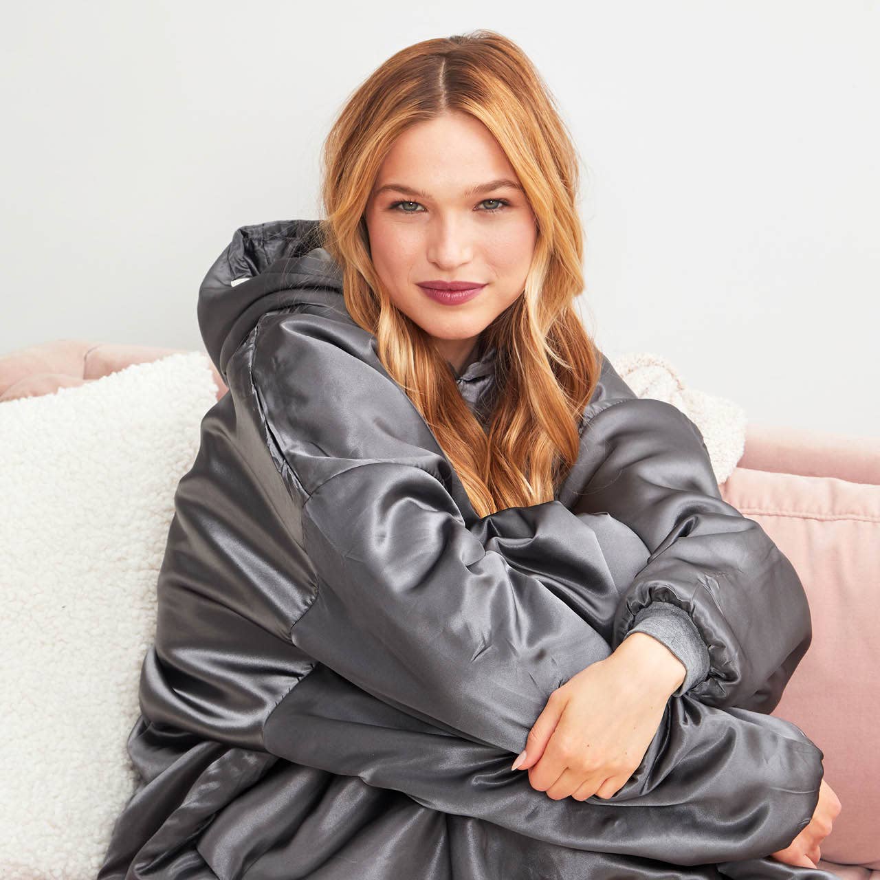 Glazey Satin Hoodie - Charcoal