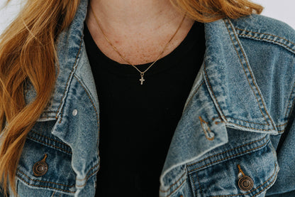 Mini Diamond Cross Necklace: 18