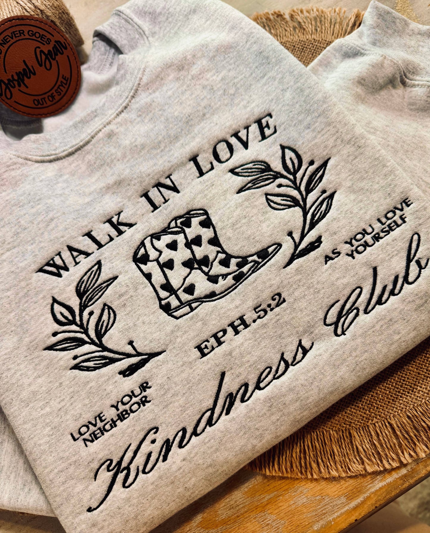 Walk In Love Kindness Club Embroidered Shirt: 2XL / Crewneck Sweatshirt