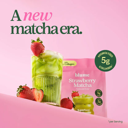 Superfood Latte Powder, Strawberry Matcha with Collagen