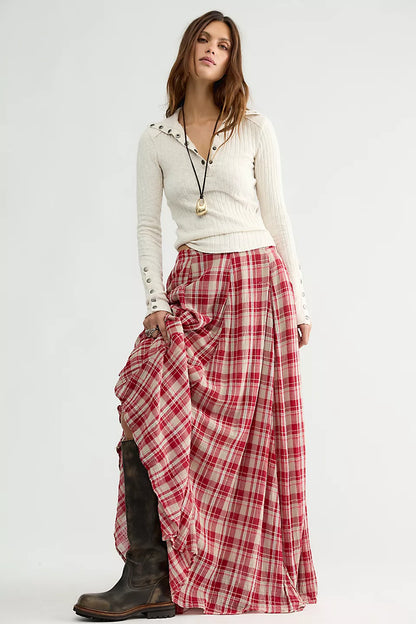 Ives Mid-Rise Pull on Maxi Skirt