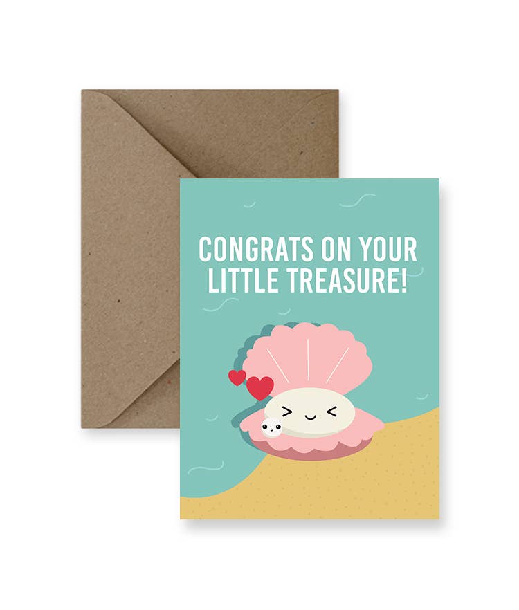 Little Treasure Clam Baby Card