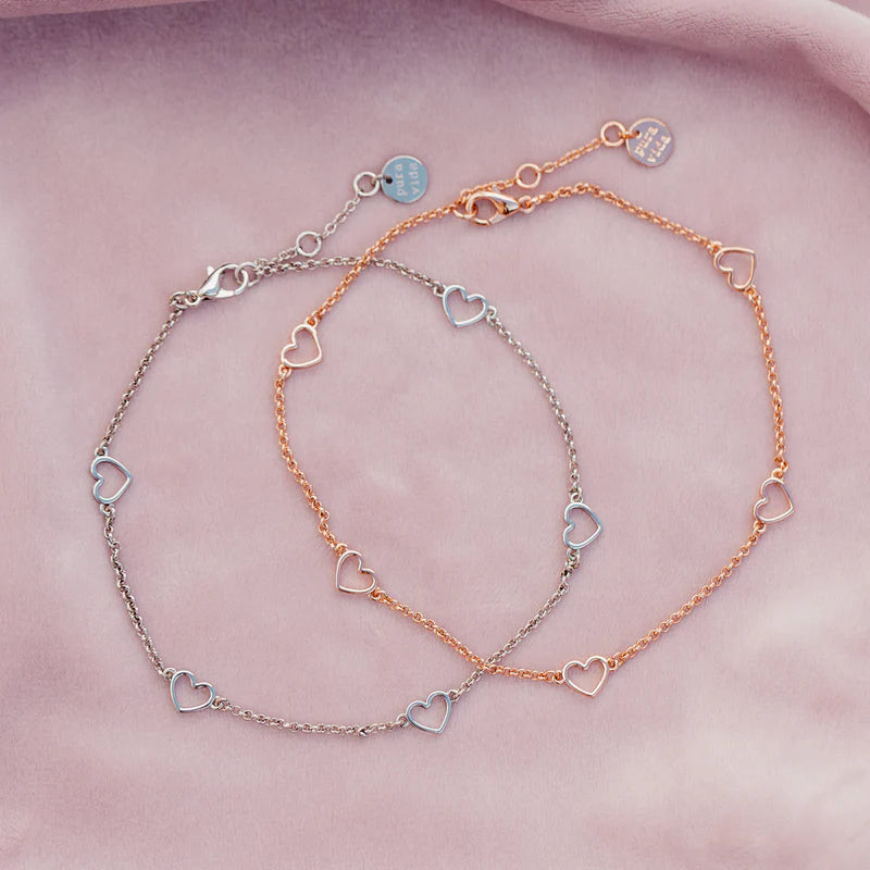 Dainty Hearts Anklet - Rose Gold