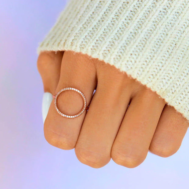 Pave Open Circle Ring - Rose Gold size 7