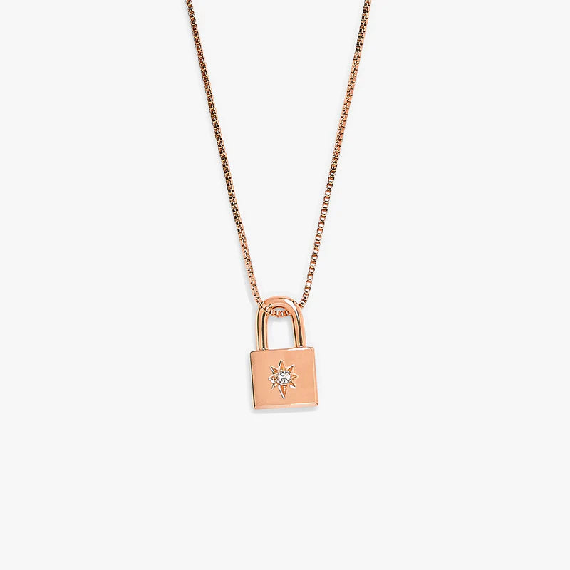 Lock Pendant Necklace - Rose Gold