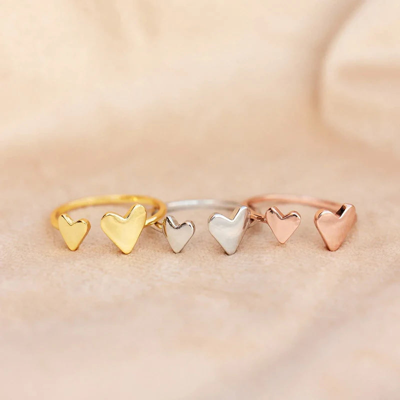 Two Hearts Open Ring