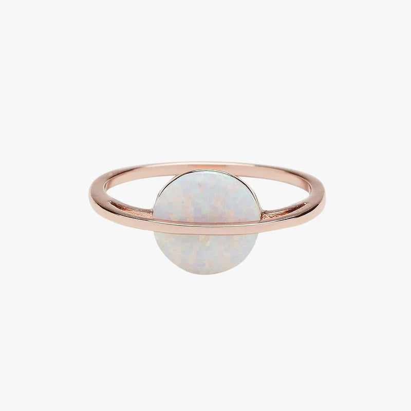 Opal Saturn Ring - Rose Gold - Size 8