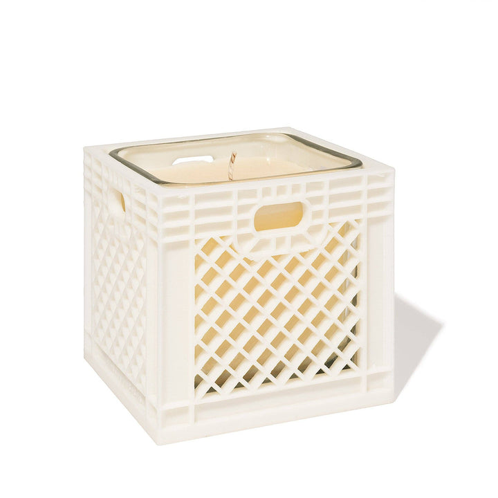 Milk Crate Candle - White: Sandalwood Dreams