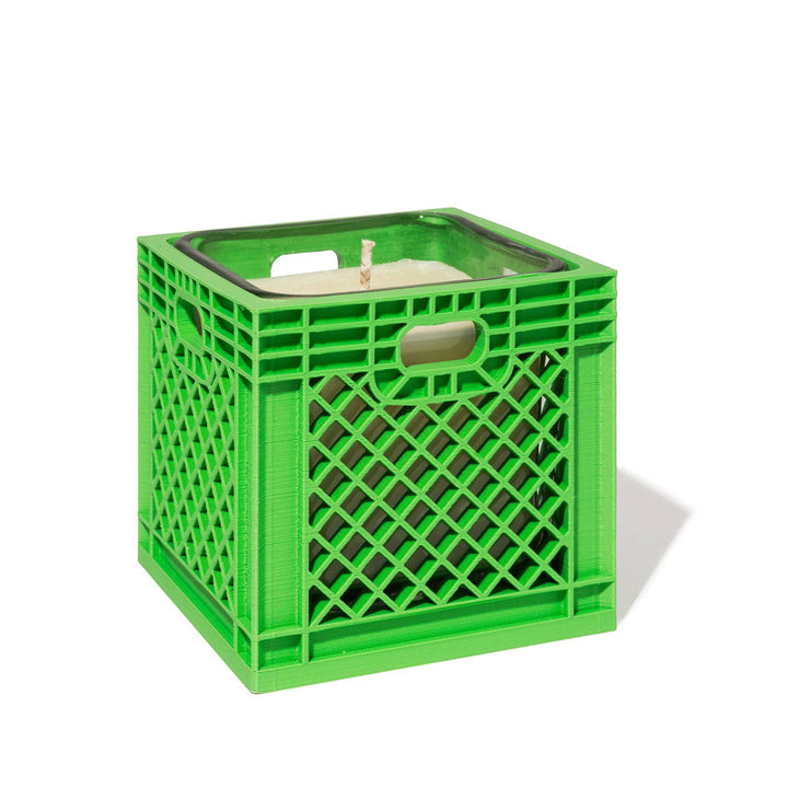 Milk Crate Candle - Green: Tobacco Amber