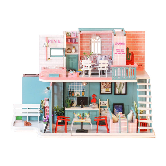 DIY Miniature House Kit: Pink Café