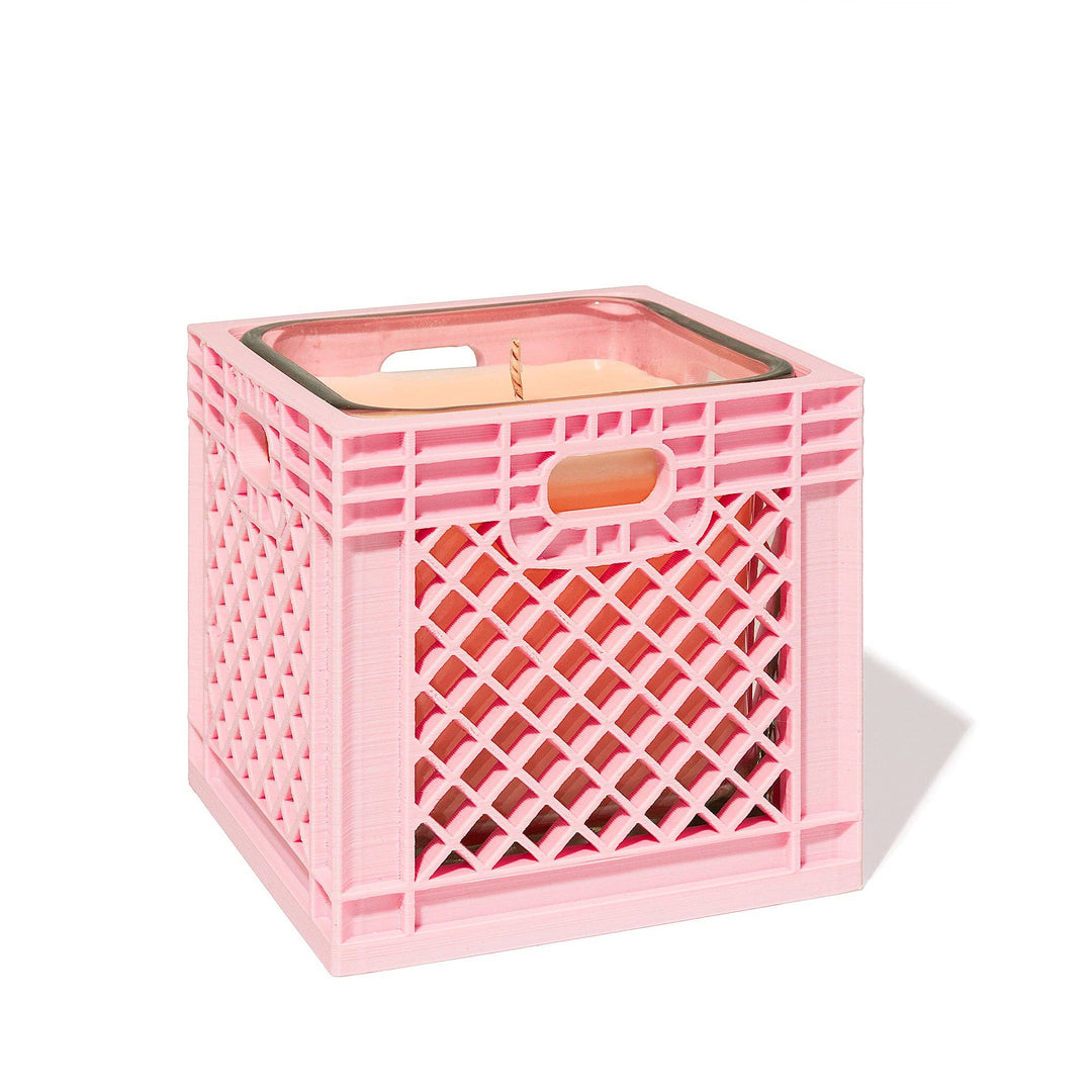 Milk Crate Candle - Pink: White Lily Sea Salt