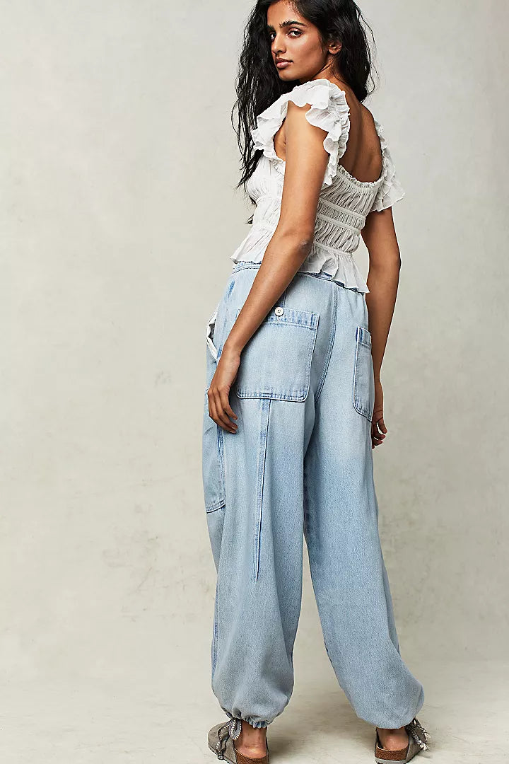 Bright-Eyed Low-Slung Pull-On Jeans