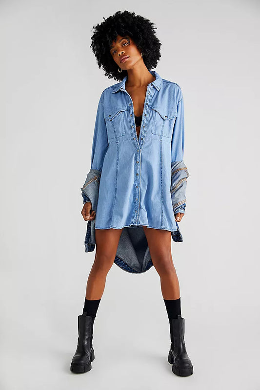 Sammi Denim Mini Dress - Light Indigo