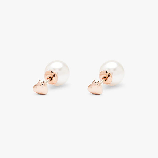 Pearl & Heart Double Sided Stud Earrings